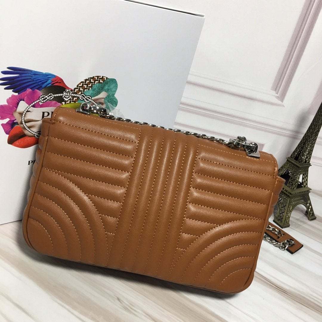 PRADA(プラダ) ダイアグラム レザー ショルダーバッグ ブラウン