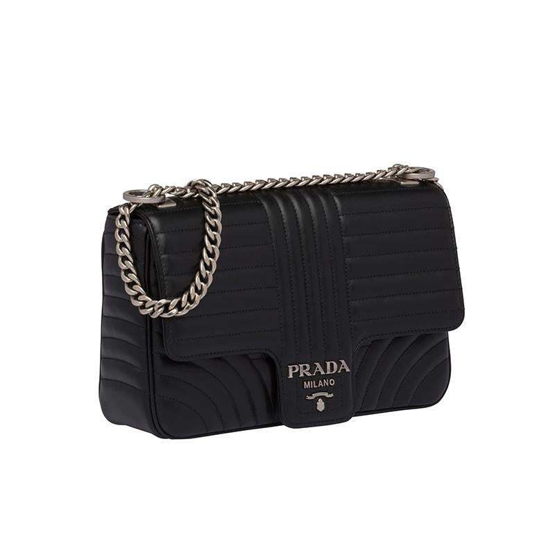 PRADA(プラダ) ダイアグラム レザー ショルダーバッグ ブラック