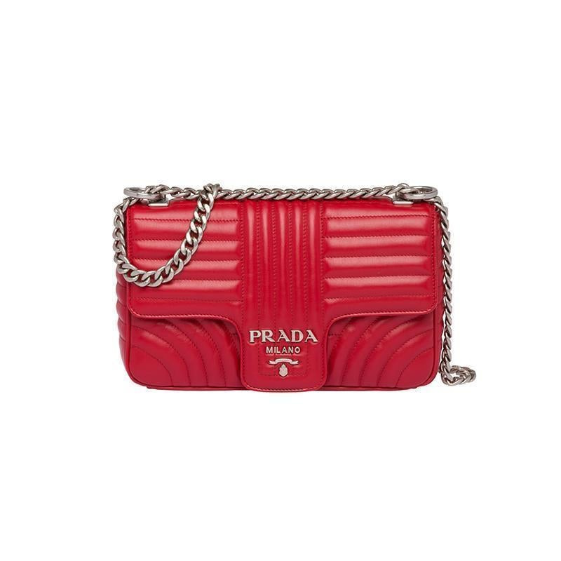 PRADA(プラダ) ダイアグラム レザー ショルダーバッグ レッド