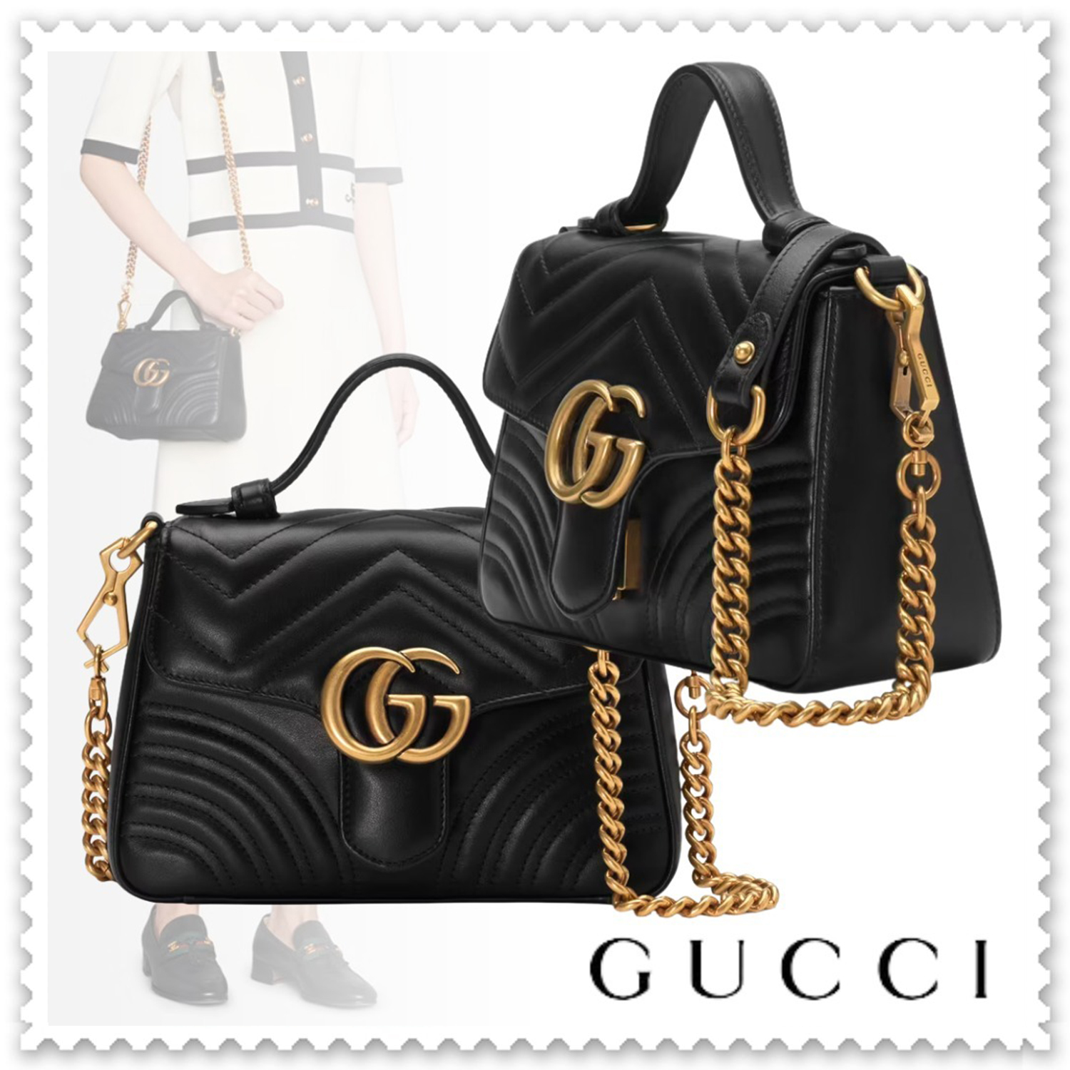 GUCCI(グッチ) 〔GGマーモント〕ミニ トップハンドルバッグ