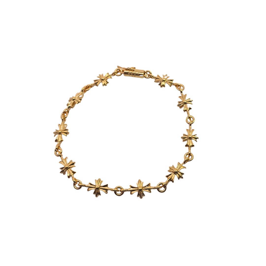 Chrome Hearts（クロム・ハーツ）の 22K 金メッキで石を埋めたクロスブレスレット