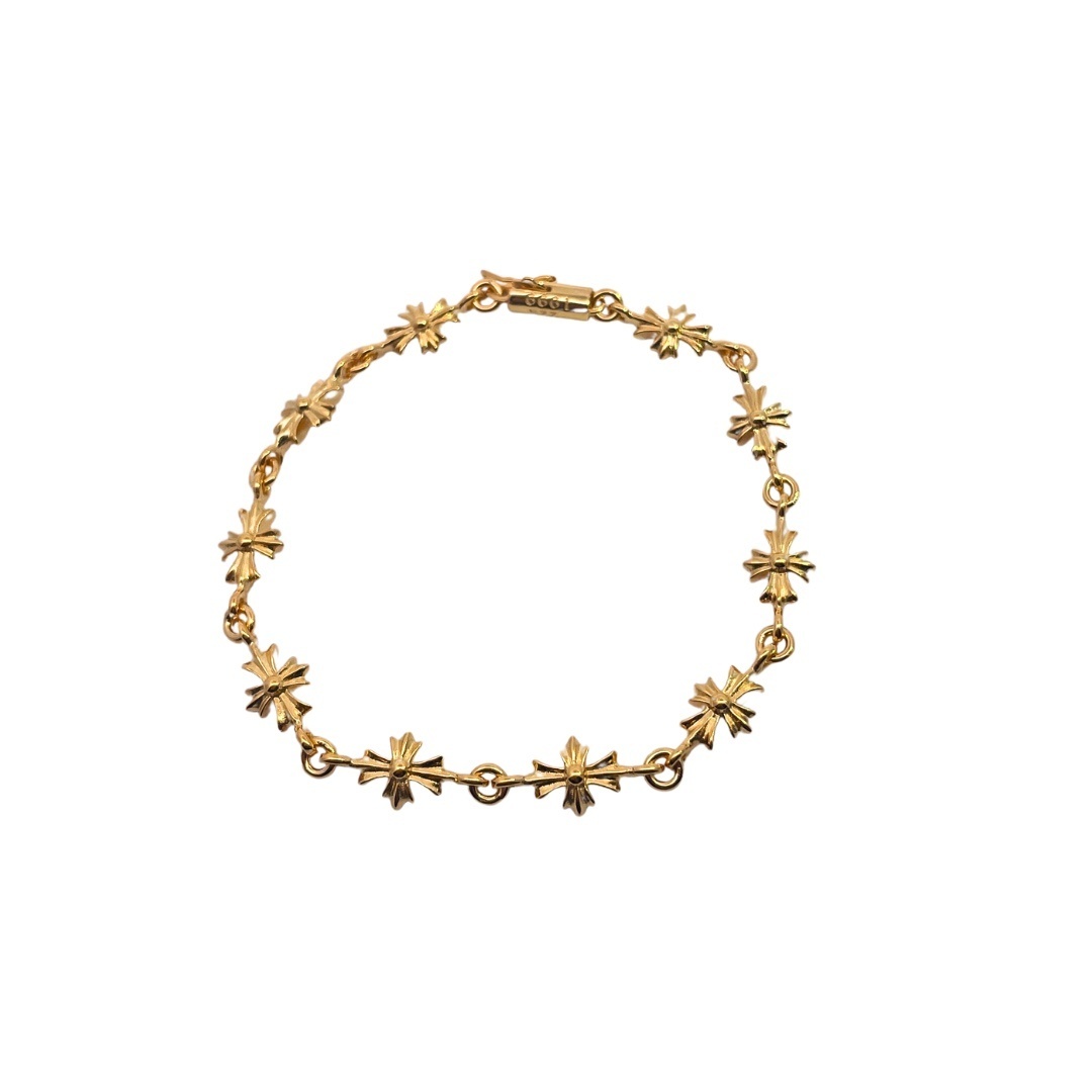 Chrome Hearts（クロム・ハーツ）の 22K 金メッキで石を埋めたクロスブレスレット