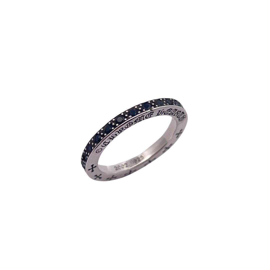 Chrome Hearts（クロム・ハーツ）の幅 3mm で全面に青色ダイヤモンドを埋めたストリップコクーンリング