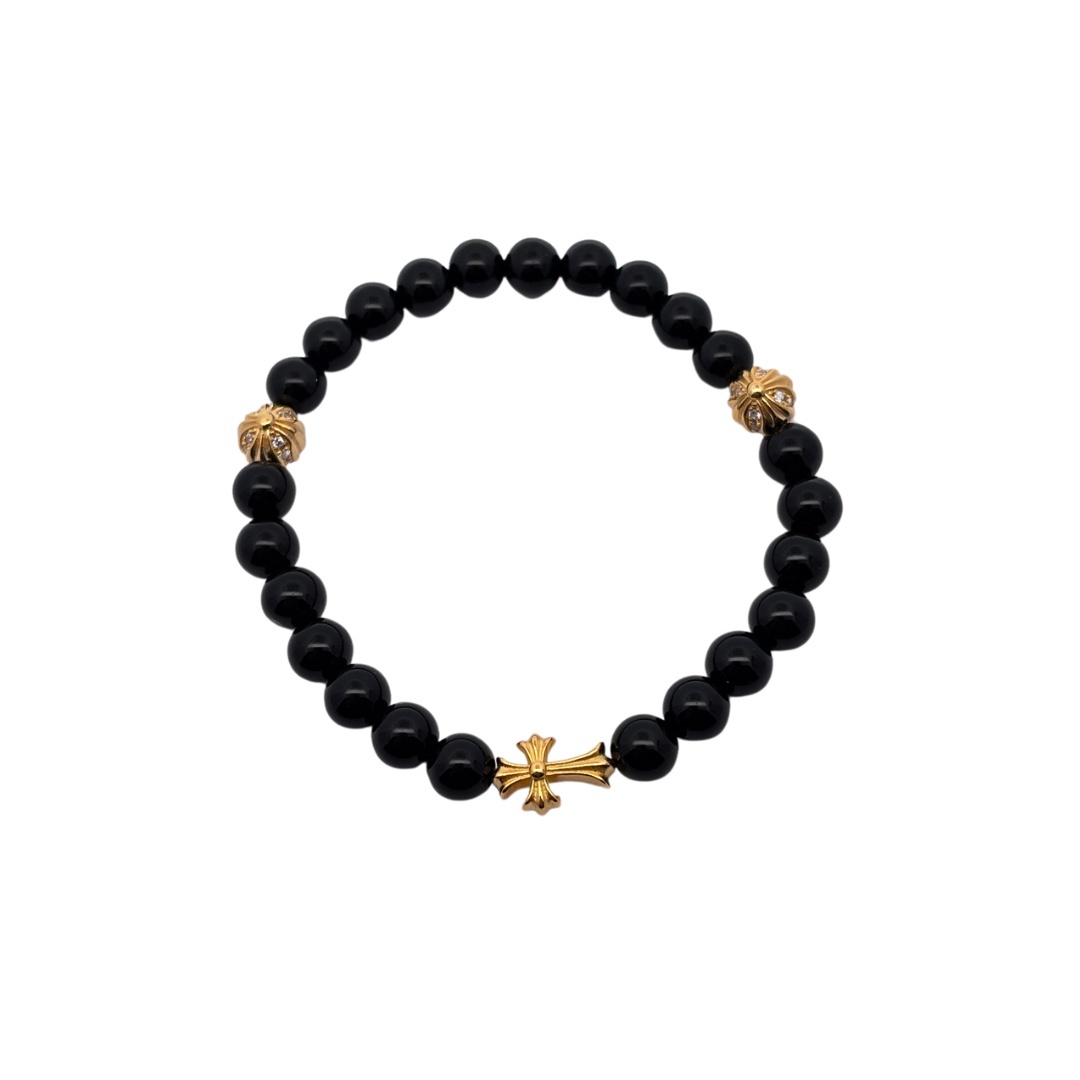 Chrome Hearts（クロム・ハーツ）のクロスモチーフの黒瑪瑙入りハンドブレスレット