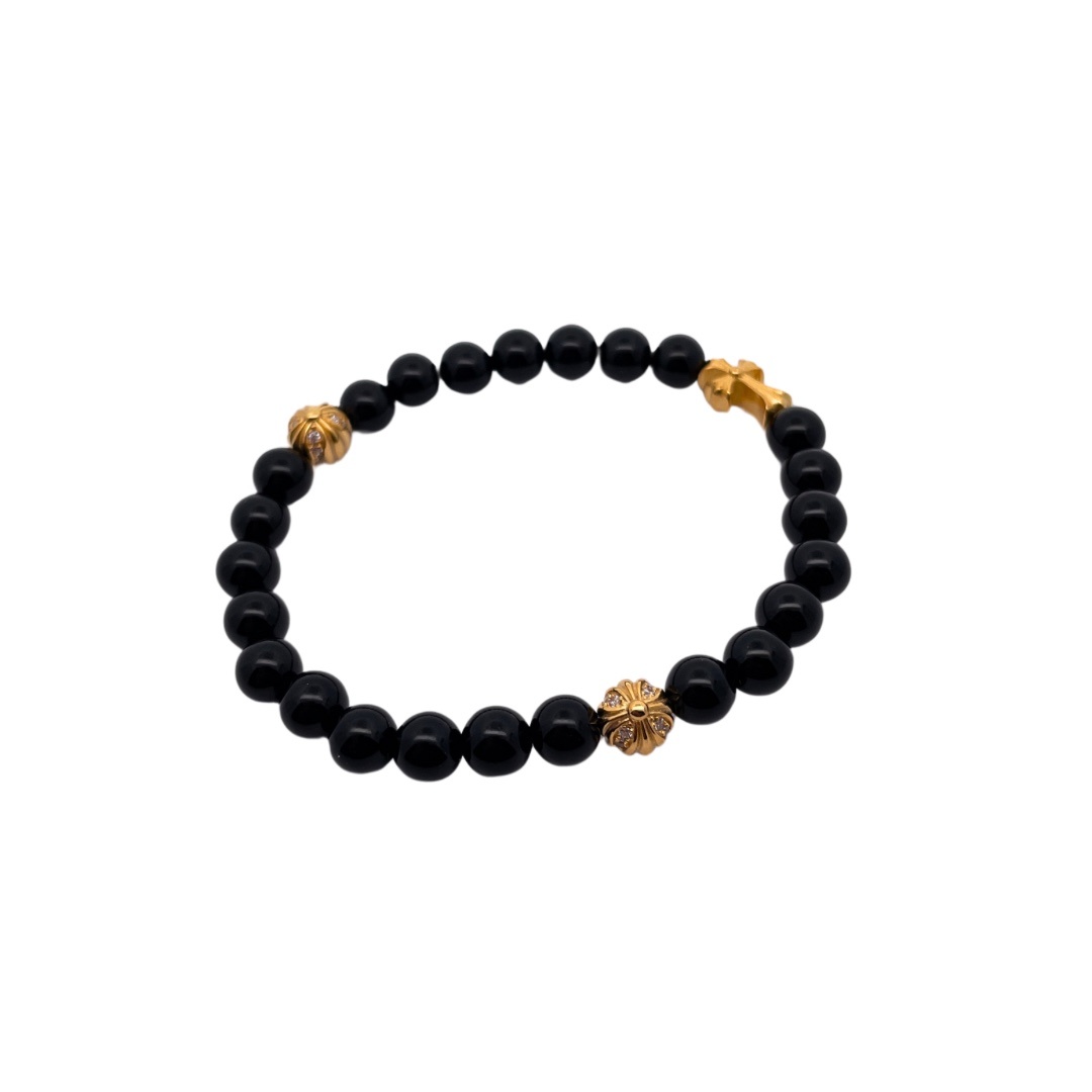 Chrome Hearts（クロム・ハーツ）のクロスモチーフの黒瑪瑙入りハンドブレスレット