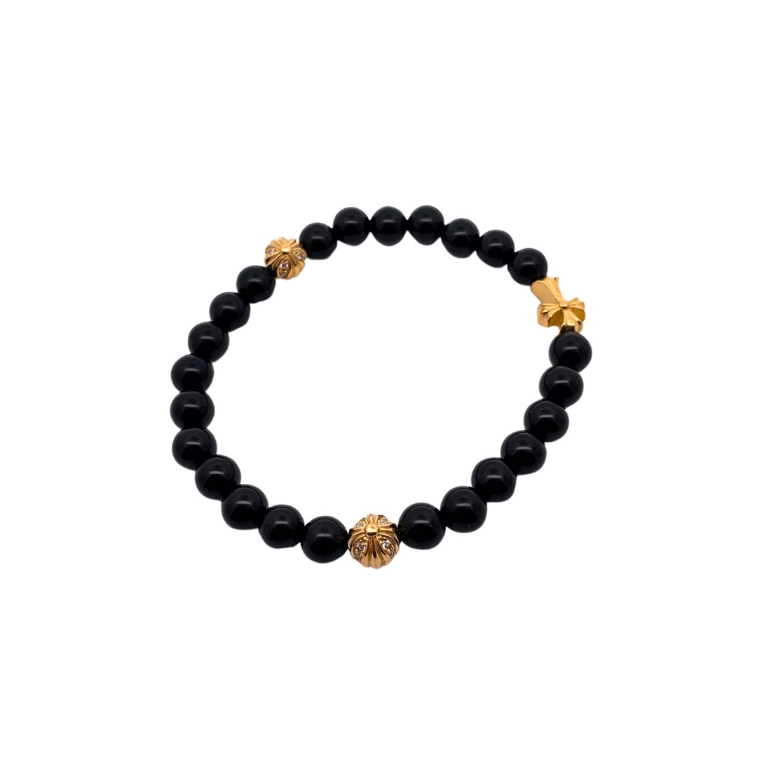 Chrome Hearts（クロム・ハーツ）のクロスモチーフの黒瑪瑙入りハンドブレスレット