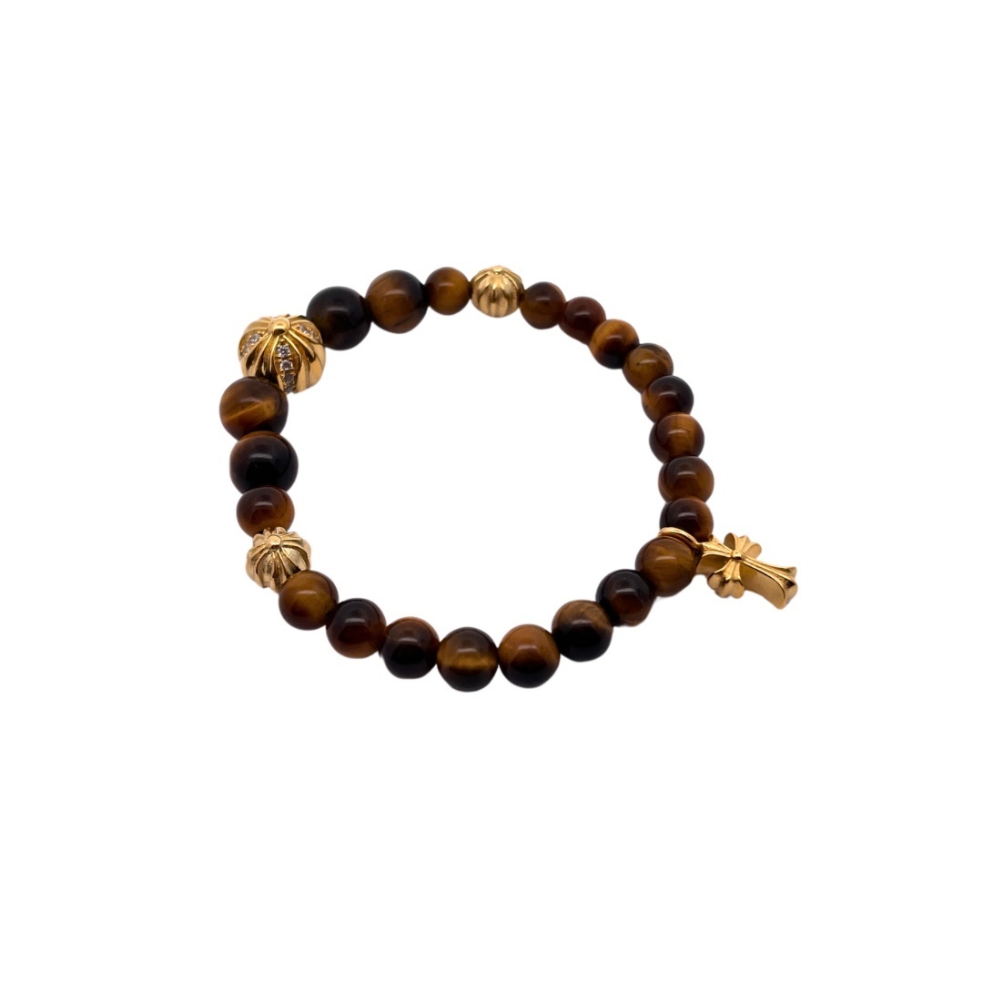 Chrome Hearts（クロム・ハーツ）のクロスモチーフの金メッキアンバー入りハンドブレスレット