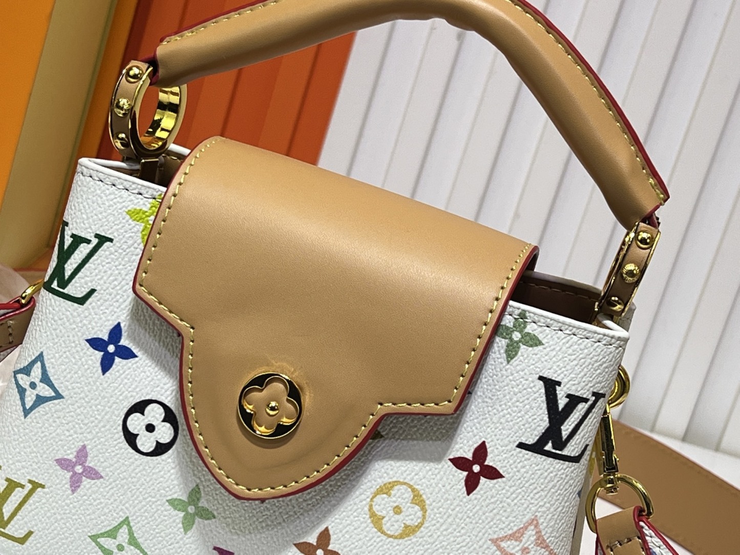 独占実写 【M59939 M94519】村上隆の白三彩 CAPUCINES ハンドバッグ
