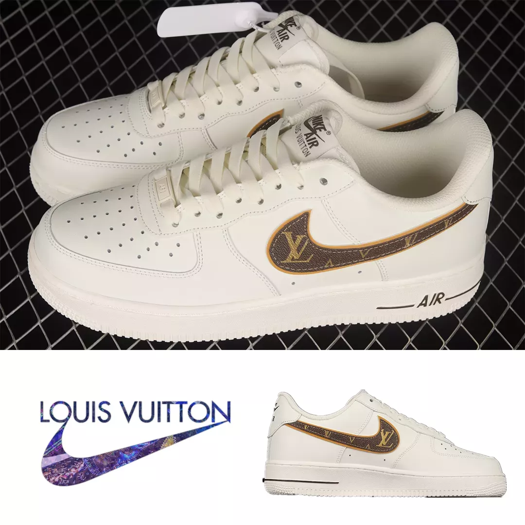【新商品発売】【今年の新商品】LOUIS VUITTON X NIKE AIR FORCE 1 07 LOW RICE WHITE SHOES SNEAKERS【本物保証】【代金引換】