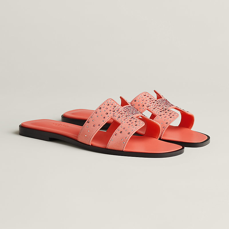 HERMES 人気 サンダル 煌めくラインストーン H 本革レザー Oran