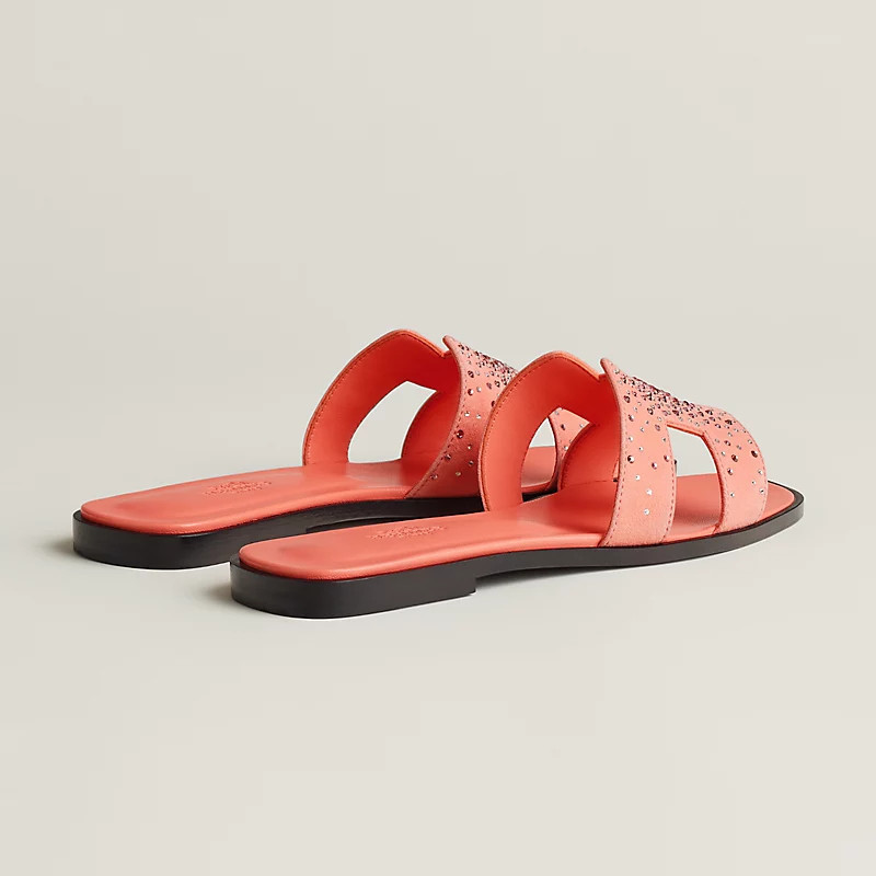 HERMES 人気 サンダル 煌めくラインストーン H 本革レザー Oran