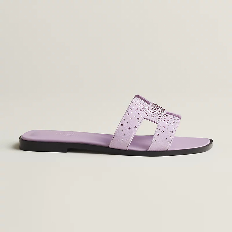 HERMES 人気 サンダル 煌めくラインストーン H 本革レザー Oran