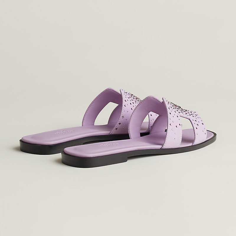 HERMES 人気 サンダル 煌めくラインストーン H 本革レザー Oran