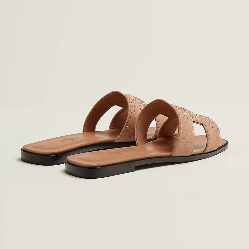 HERMES 人気 サンダル 煌めくラインストーン H 本革レザー Oran