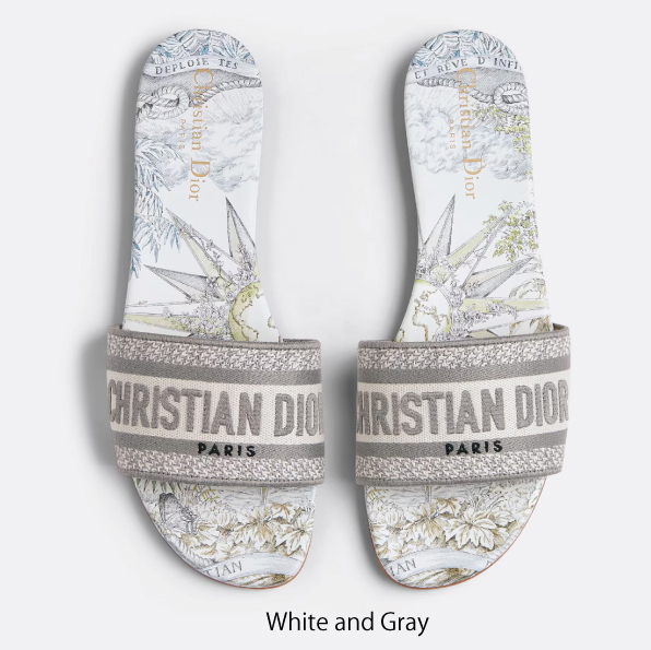 【DIOR】ディオール DWAY コットン 刺繍サンダル
