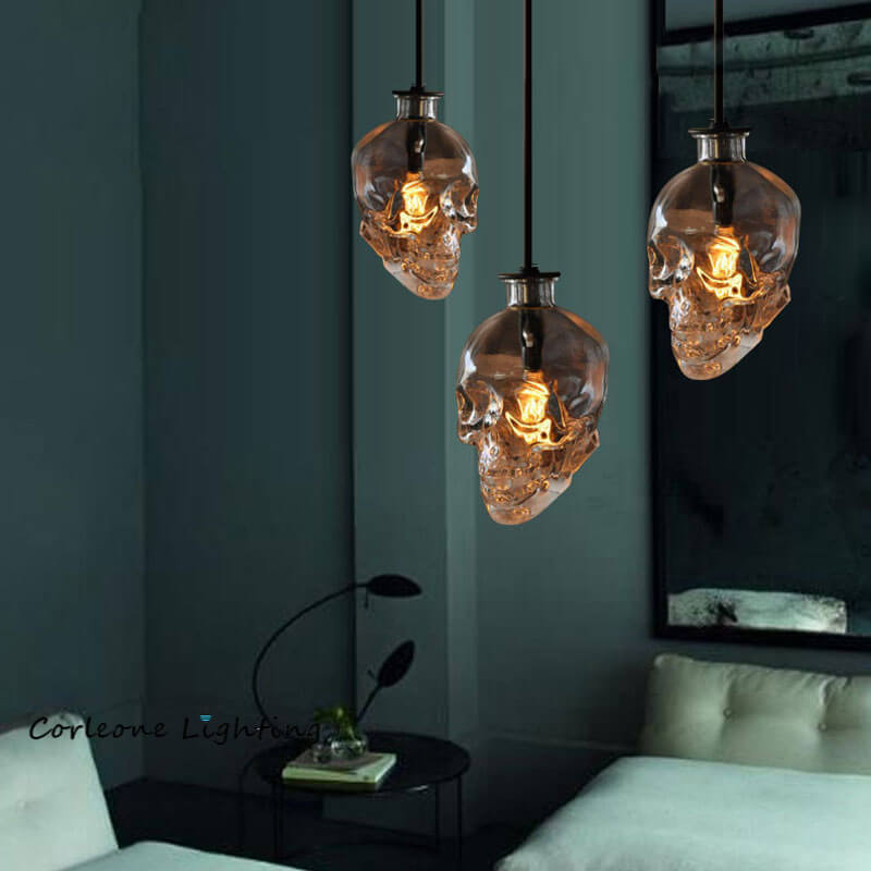 Skull Glass 3-Light Chandelier