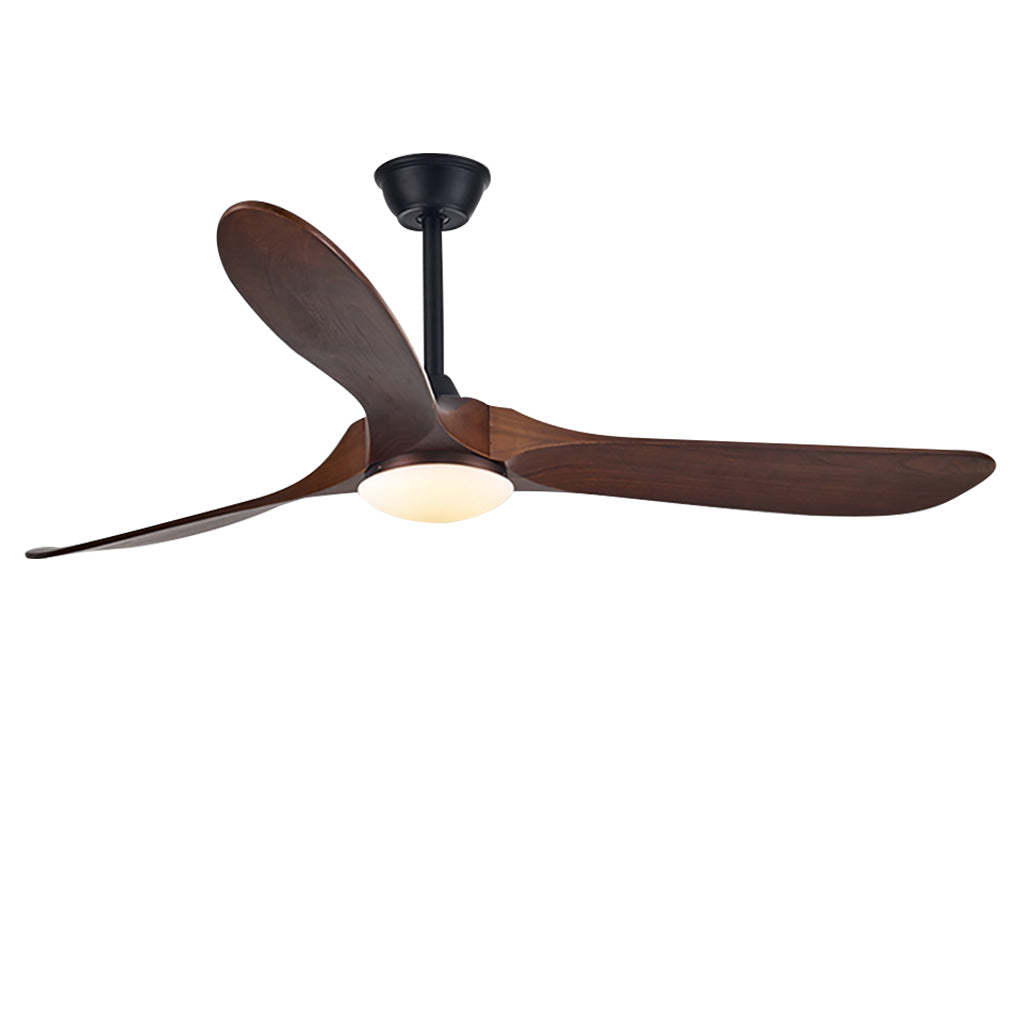Retro Solid Wood Frequency Conversion Silent Dimming Ceiling Fan with Lights-Lighom