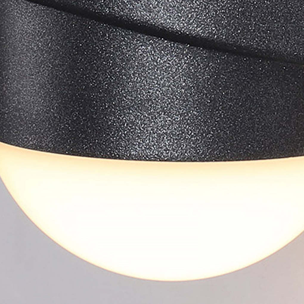 Round Waterproof LED Black Modern Up and Down Lights Outdoor Wall Sconces-Lighom