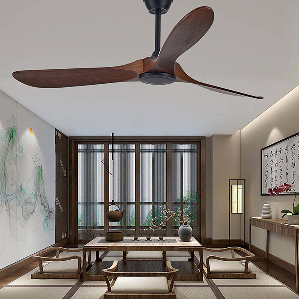 Retro Solid Wood Frequency Conversion Silent Dimming Ceiling Fan