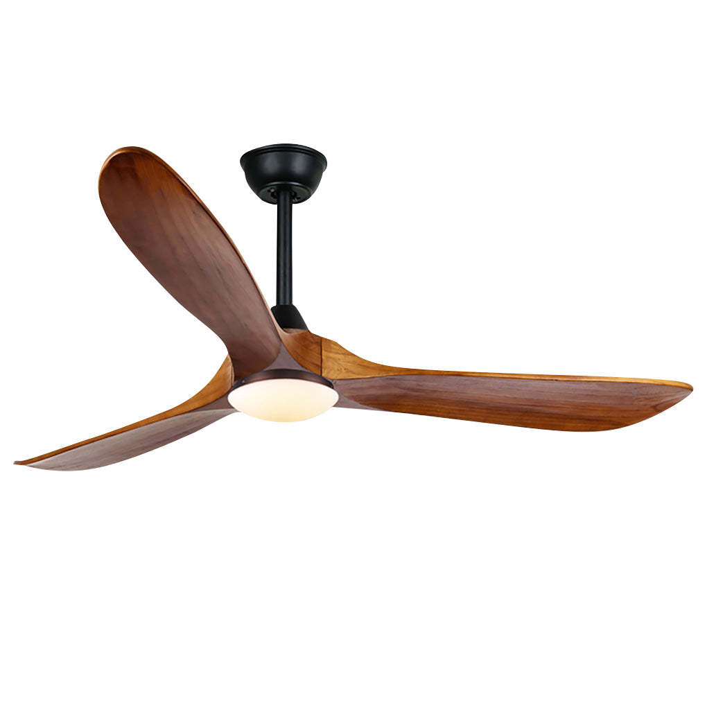 Retro Solid Wood Frequency Conversion Silent Dimming Ceiling Fan with Lights-Lighom