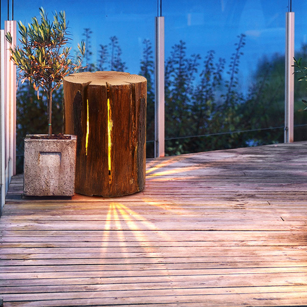 Resin Tree Stump Outdoor Light Rustic Decorative Garden Lawn LED Lamp-Lighom
