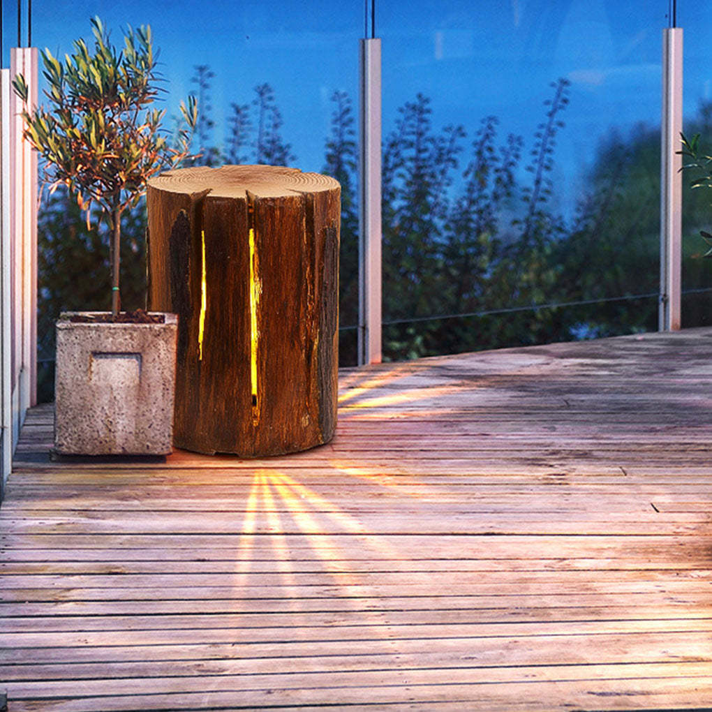 Resin Tree Stump Outdoor Light Rustic Decorative Garden Lawn LED Lamp-Lighom