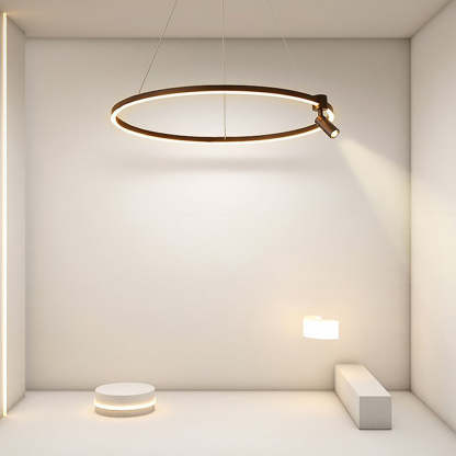 Simple Linear Modern Chandeliers Adjustable Angle Spotlight Circle Chandelier-Lighom