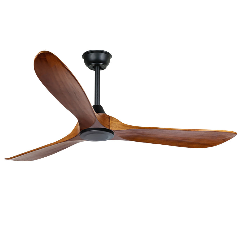 Retro Solid Wood Frequency Conversion Silent Dimming Ceiling Fan with Lights-Lighom