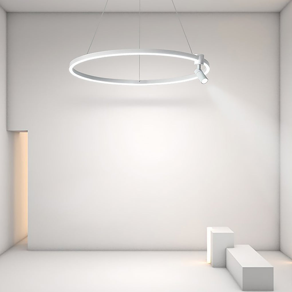 Simple Linear Modern Chandeliers Adjustable Angle Spotlight Circle Chandelier-Lighom