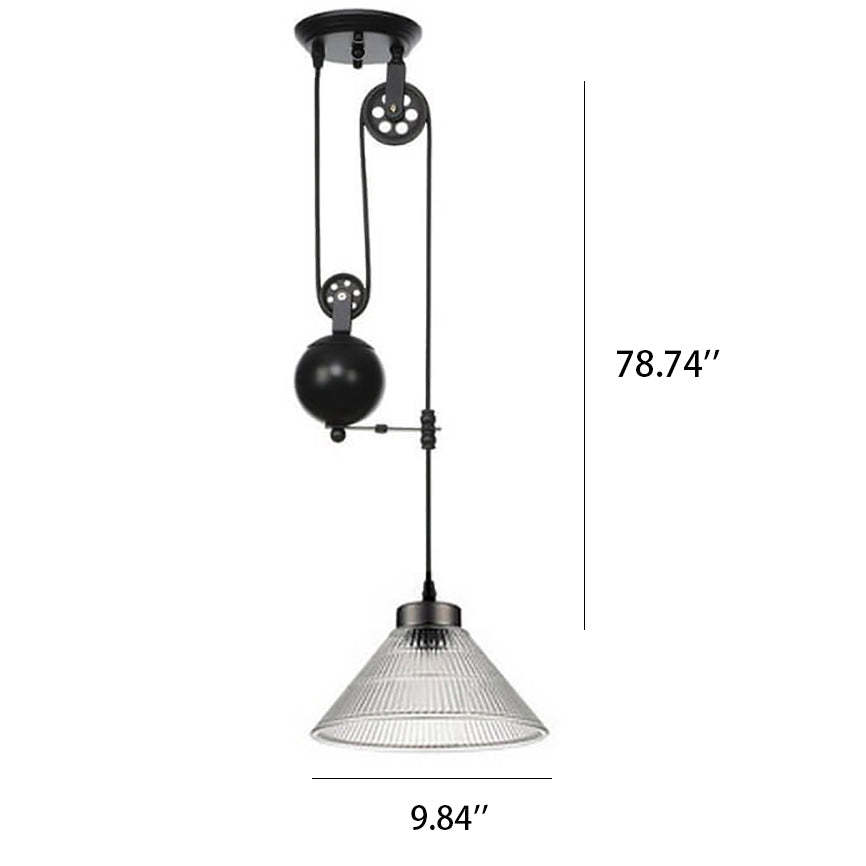 Industrial Glass Retro Pulley Pendant Light