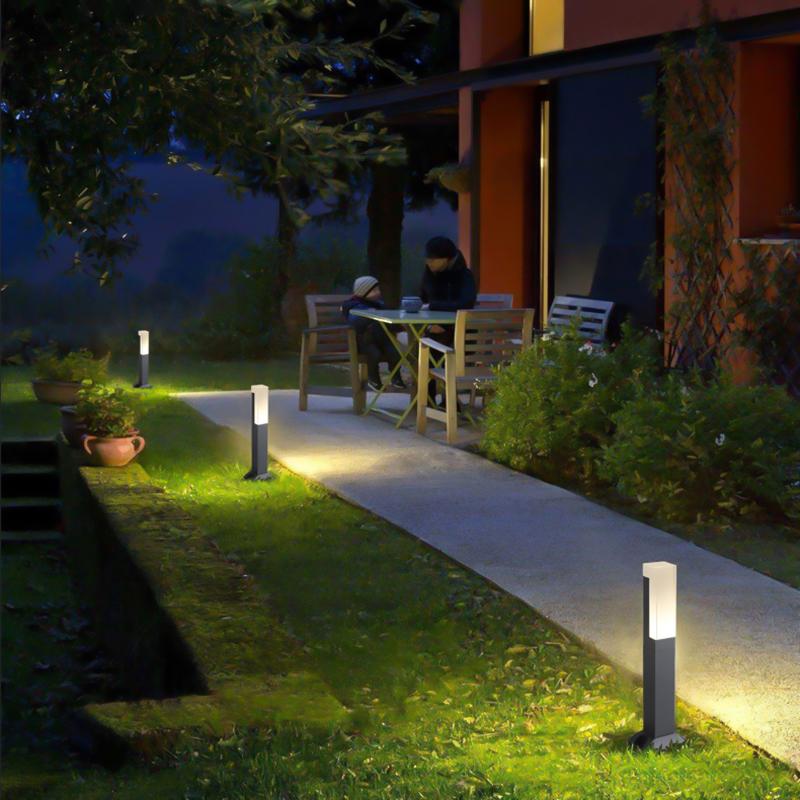 Sleek Cuboid Black Aluminum LED Pathway Lights Waterproof and Minimalist Design-Lighom