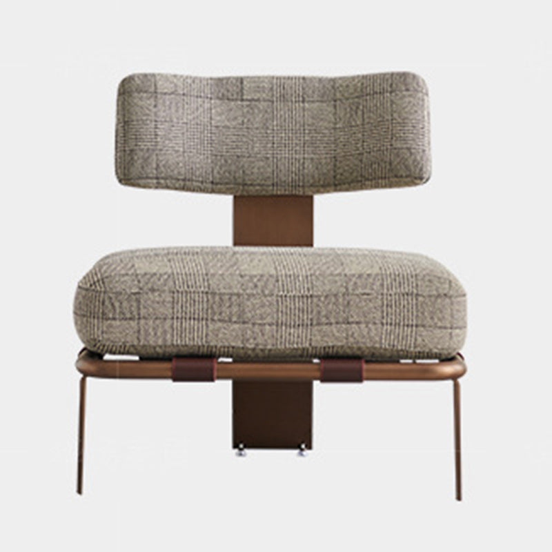 Minimalist Saddle Leather Lattice Base Square Accent Chair