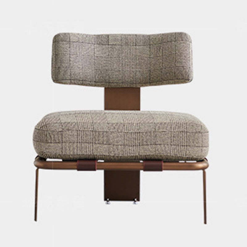 Minimalist Saddle Leather Lattice Base Square Accent Chair