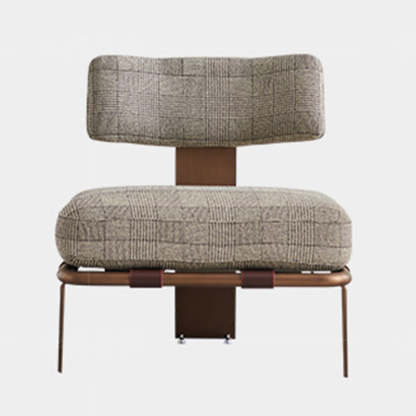 Minimalist Saddle Leather Lattice Base Square Accent Chair