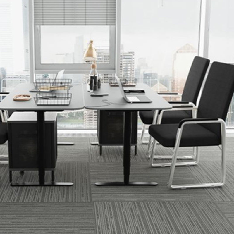 Modern Mesh Leather Square Desk Chair — Latex / Black Seat & Chrome Frame - Mesh