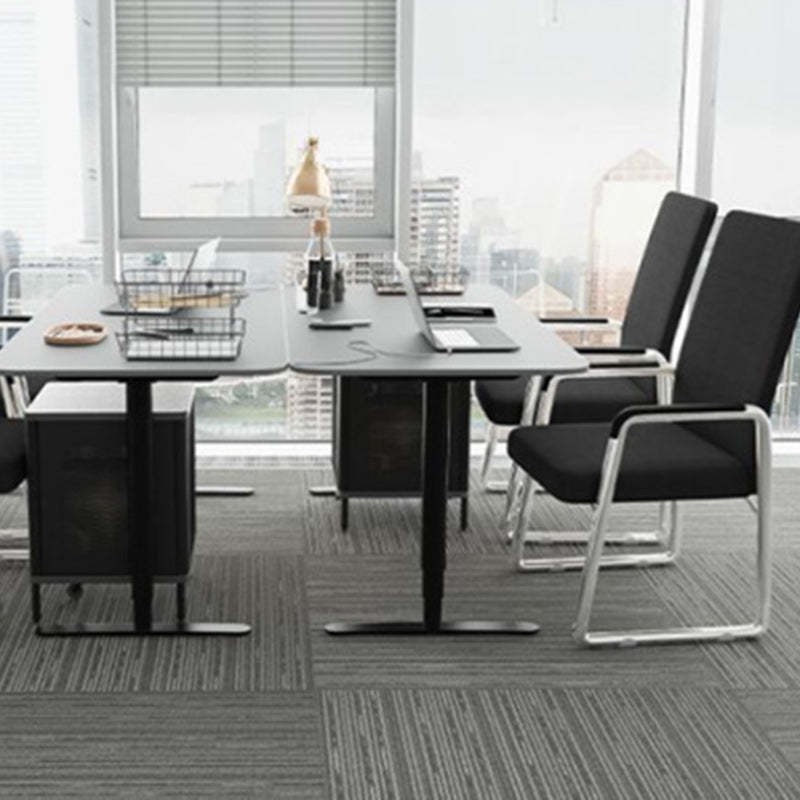 Modern Mesh Leather Square Desk Chair — Latex / Black Seat & Chrome Frame - Mesh