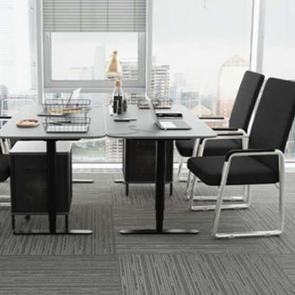 Modern Mesh Leather Square Desk Chair — Latex / Black Seat & Chrome Frame - Mesh