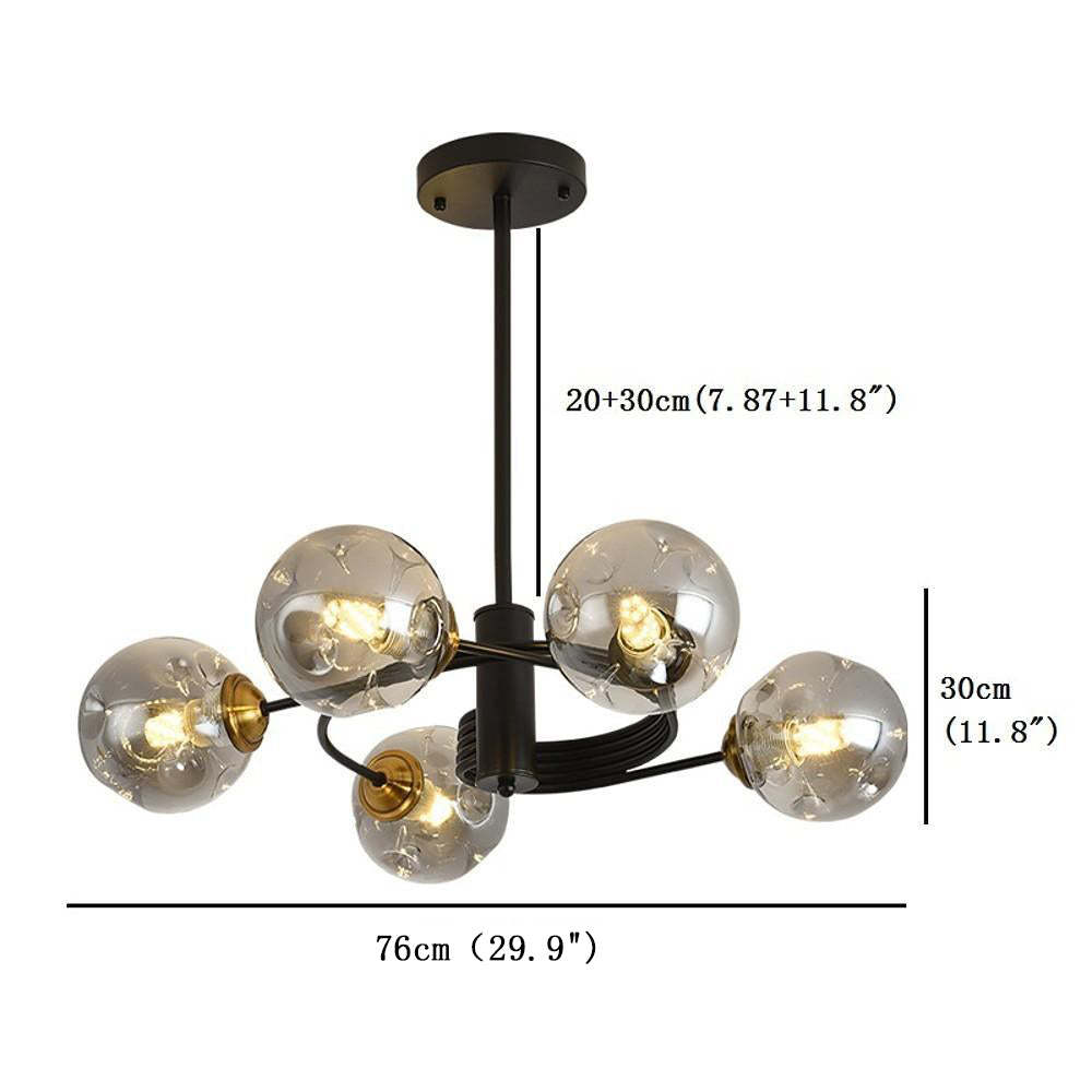 Swirling Nordic Globe Bubble Chandelier Metal Glass Bedroom Chandelier-Lighom