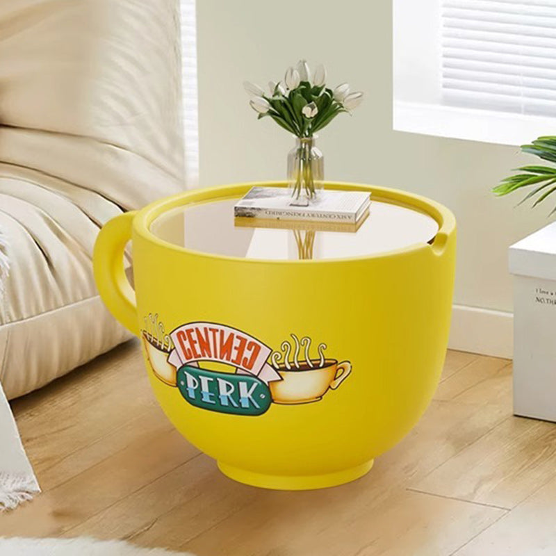 Yellow resin glass cup end & side tables - creative