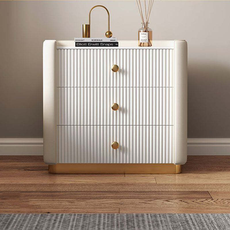 Minimalist Wood Rock Nightstand 3-Drawer — Pink