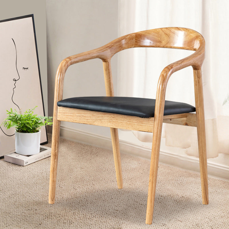 Vintage Leather Wood Upholstered Armchair — Wood