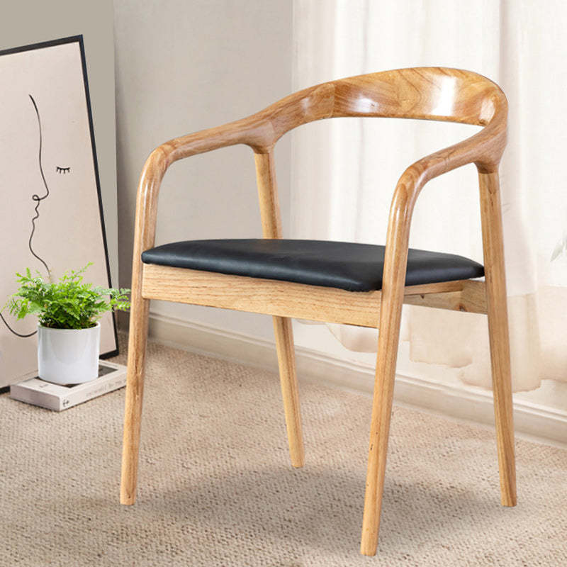 Vintage Leather Wood Upholstered Armchair — Wood