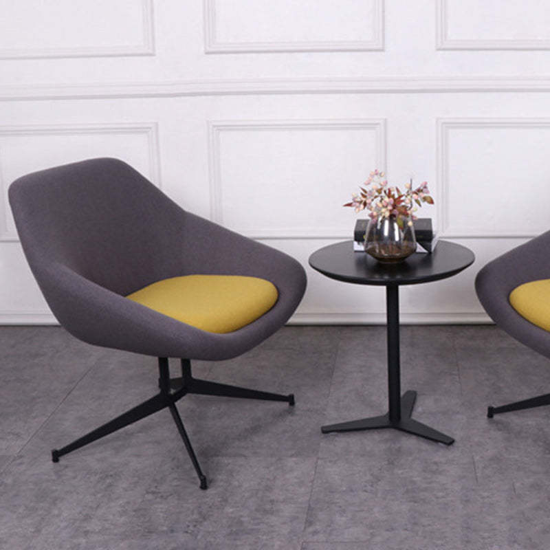 Minimalist Fabric Arc Accent Lounge Chair — Dark Gray & Yellow