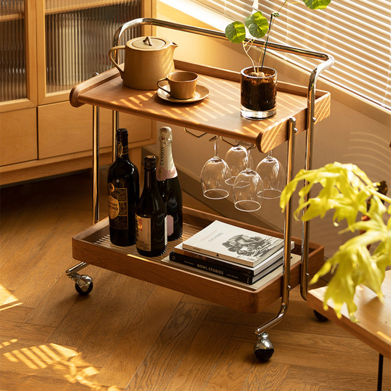 Traditional 2-tier stainless wood end & side tables, Lighom