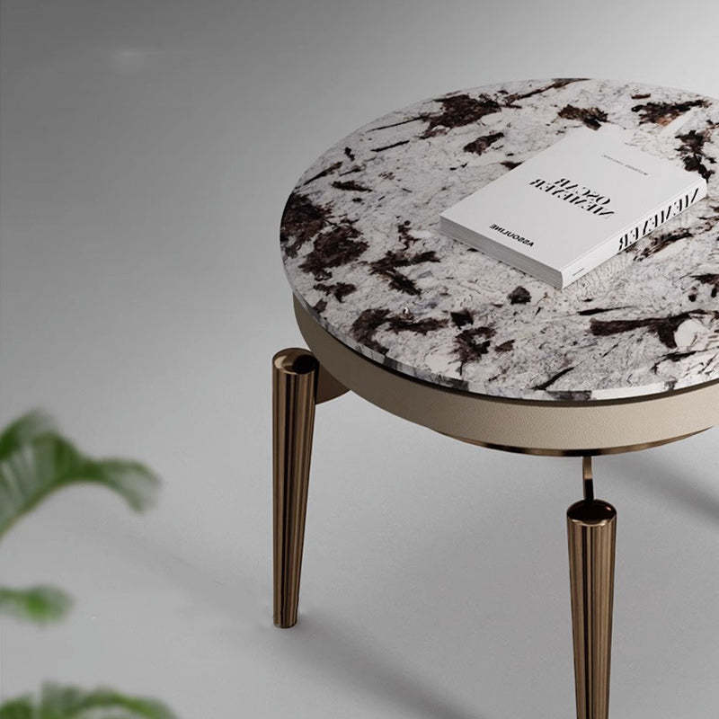 Contemporary Luxury Marble Steel End Table