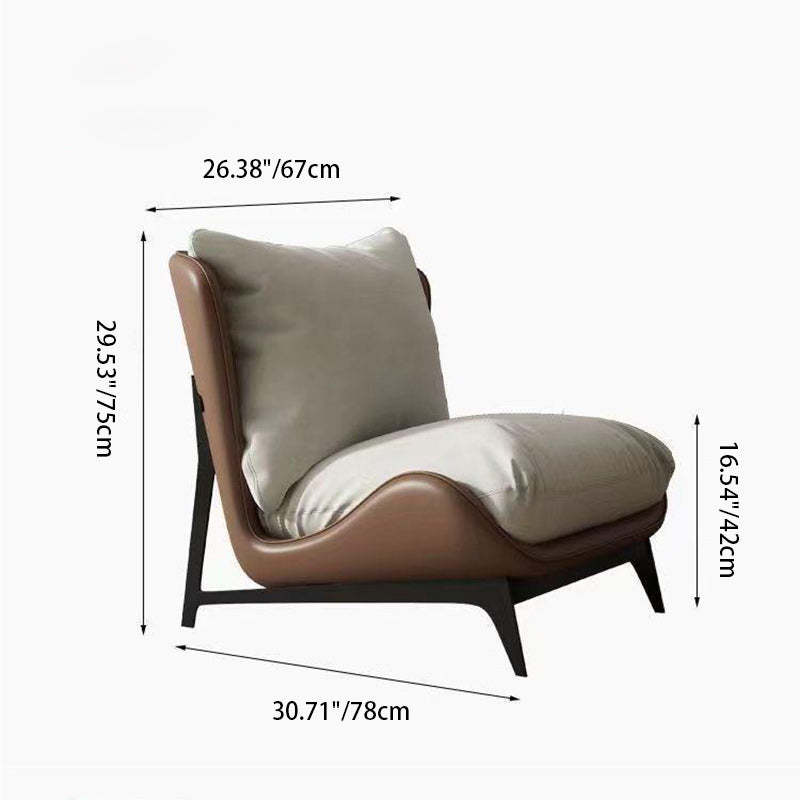 Scandinavian Leather Accent Chair With Footrest — Without Foorrest / Gray Chair & Gray Cushion