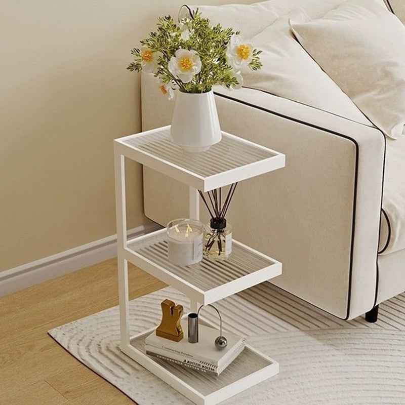 Minimalist Stripe Glass Iron Side Table