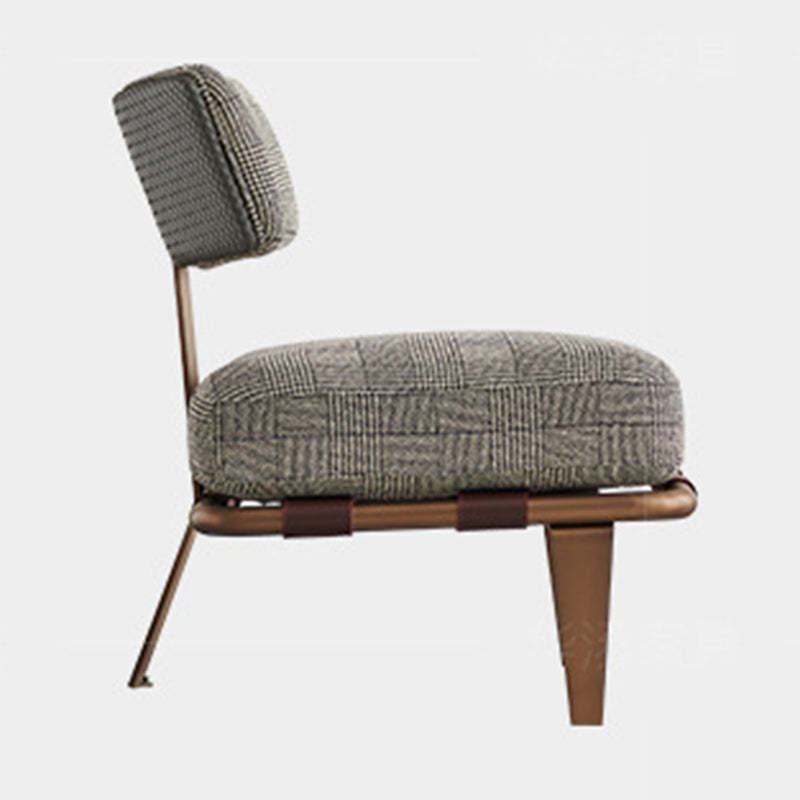 Minimalist Saddle Leather Lattice Base Square Accent Chair