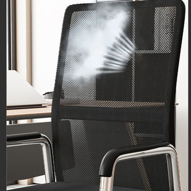 Modern Mesh Leather Square Desk Chair — Sponge / White - Fabric