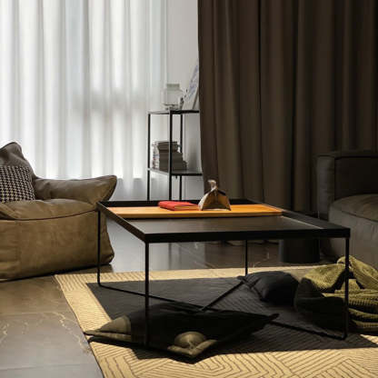Industrial Rectangular Iron Wood Coffee Table